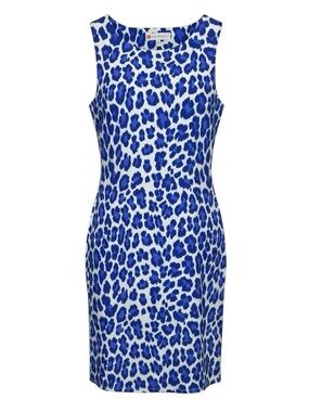 Jude Connally Beth Dress Cobalt Blue Leopard Jude Cloth Size Medium